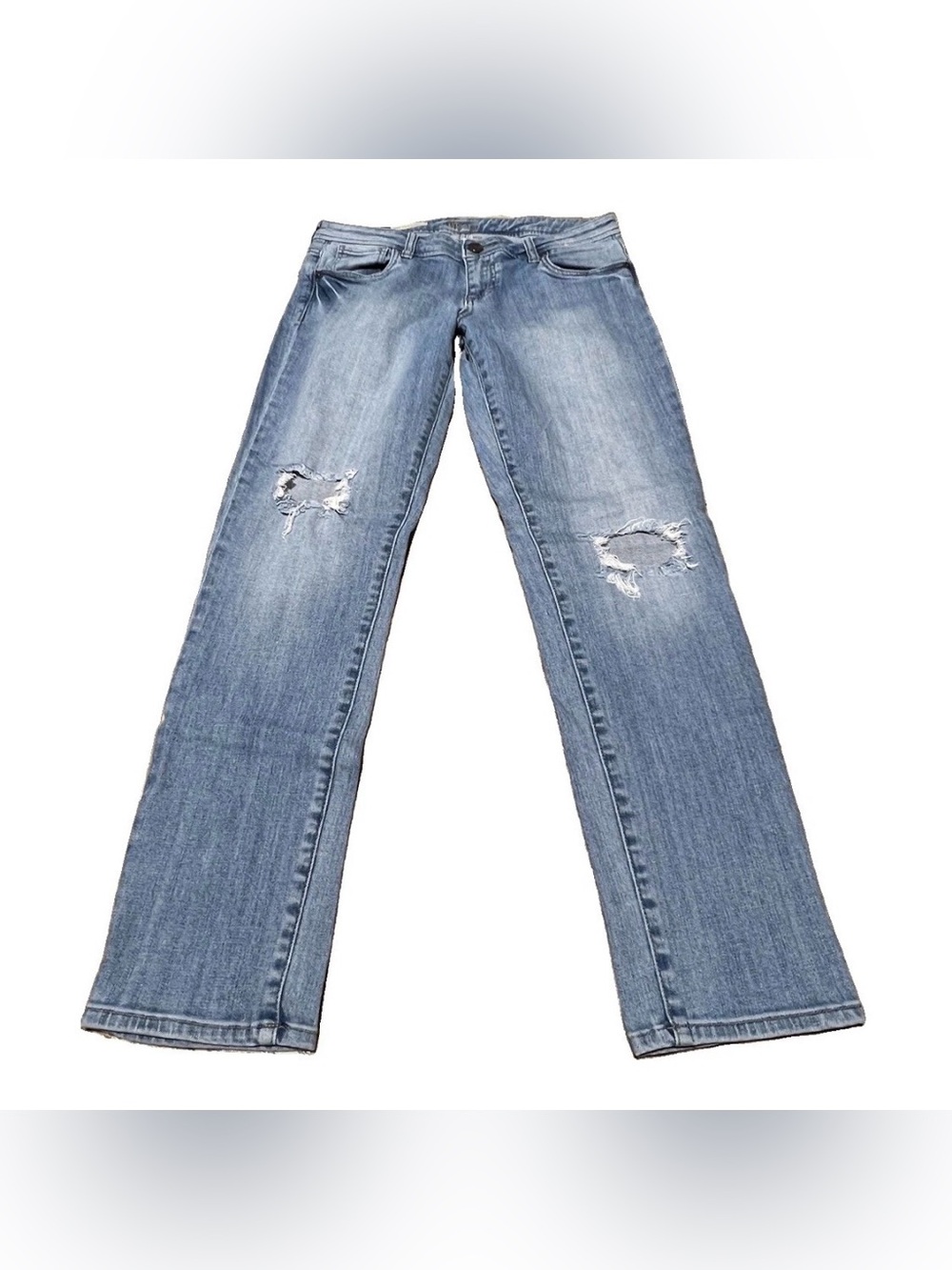 Kut from the Kloth Adele Boyfriend Slouchy Rides Hips Destructed Blue Jeans Sz 6